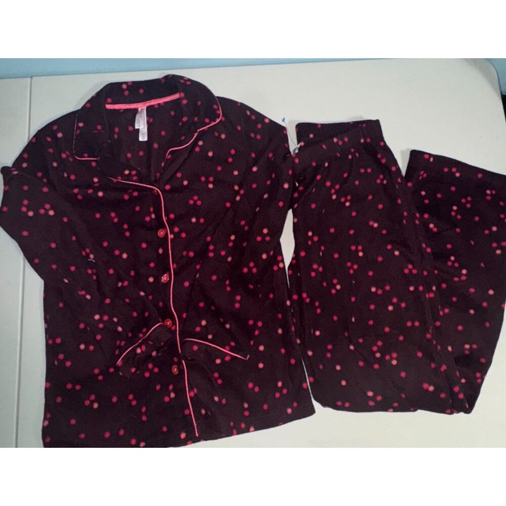 Gilligan &‎ O’Malley Womens S Fleece Pajama Set Holiday Polka Dot Cozy Warm Soft